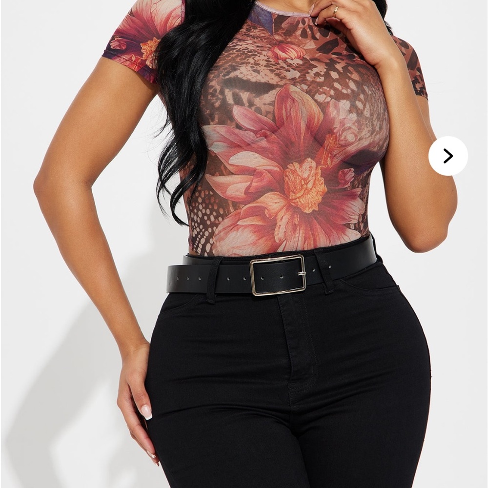 Floral Print Mesh Women's Top